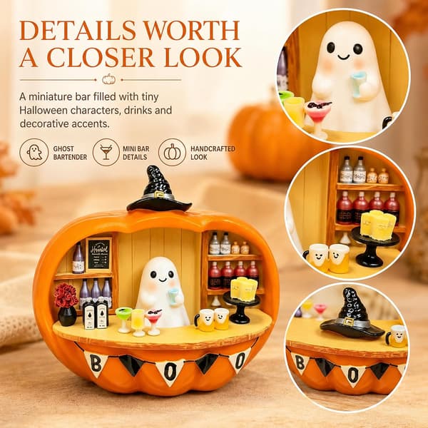 Lysande Halloween-dekoration Spökfigur Pumpabar-dekor (Gul)