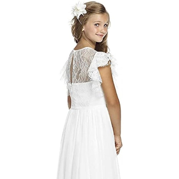 Blomstertjejklänning Tjej Nattvardklänning Bröllopsgala 1-12 år white 130