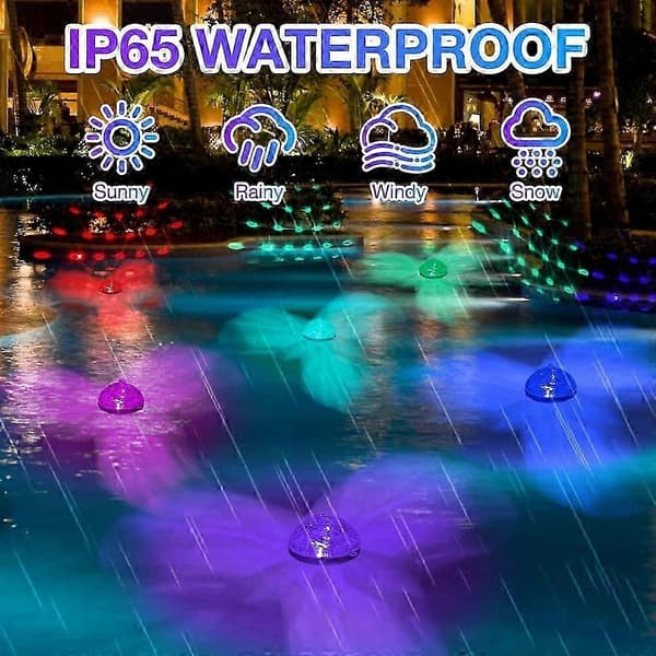 Solcellsdriven flytande poolbelysning, solcellspoolbelysning, 7 färger som ändras, solcellsdriven vattentät poolbelysning, LED-solcellspoolbelysning för pool, trädgård