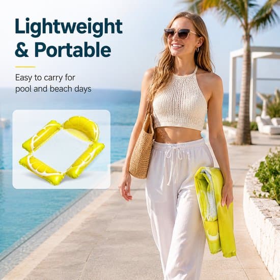 Pool Float - Vandhængekøje - Oppustelig Citron Float med Ryglæn - Mesh Sæde - PVC - 115 x 104 cm