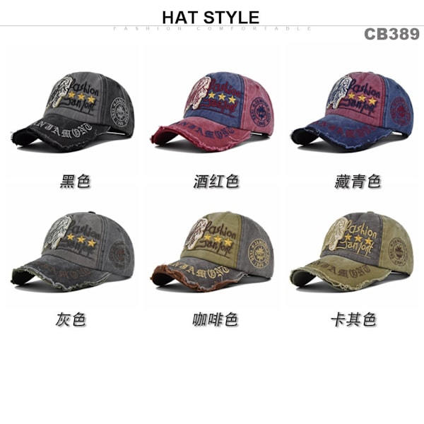 Vintage skallebroderad cap Broderad Patch Peaked Cap Tvättad Distressed Sol Hat Cap Cb3894ArmyGreen Adjustable