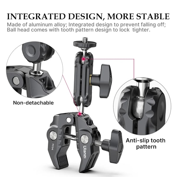 Mångsidig Super Clamp Ball Mount Clamp Dubbel 360° Roterande Kula