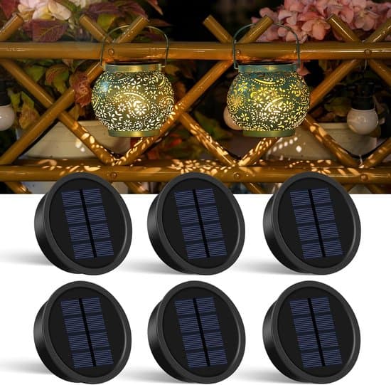 Reserve solcellepanel - Solcelledeksel erstatning - Hagelys reparasjon - IP65 vanntett design - 8,2 cm diameter - Varmhvitt lys