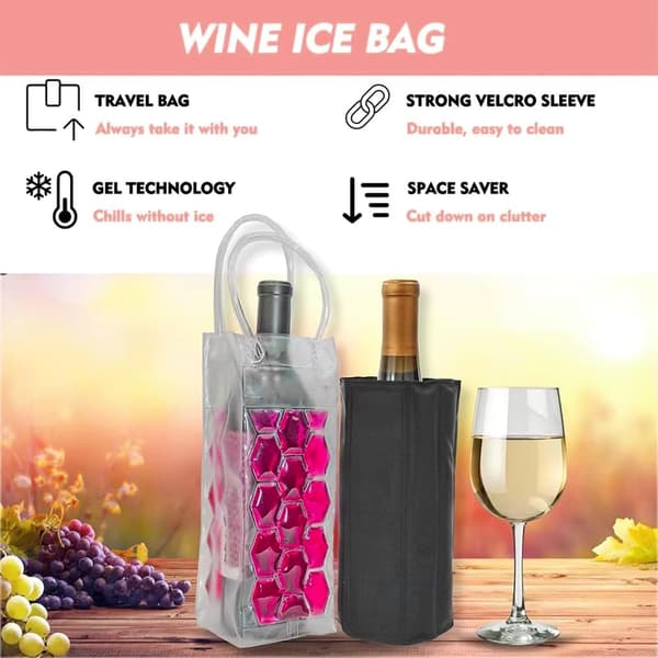 2 stk. isvinspose, vinkøler, vinkøleskab, vinkøler til rød, hvid, champagne eller mousserende (pink vinpose)
