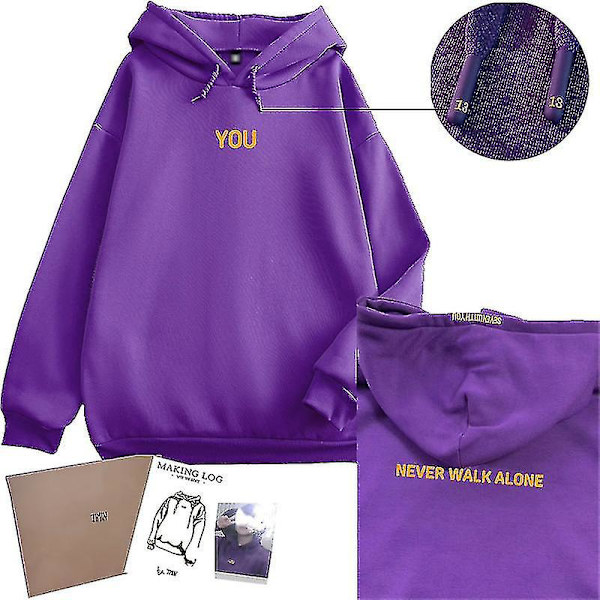 Jimin Is even With You weatshirt Never Walk Alone Luvtröja Harajuku Lila Par Bangtan Pojkar Jimin Luvtröjor med kort S