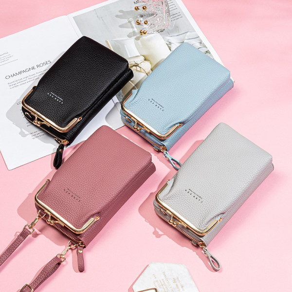 Mobilväska Plånbok Korthållare Väska med axelrem Pink