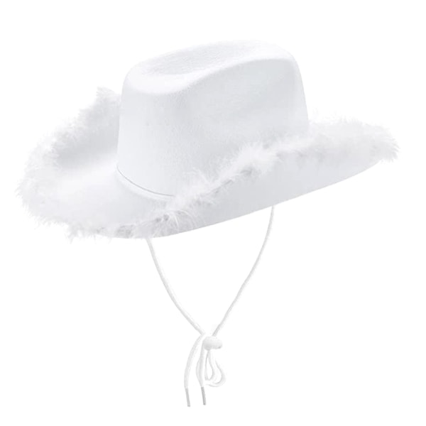 Kvinnor Bred Brätte Kvinnor Tjej Western Rosa Cowboyhatt För Fest U5P white One-size
