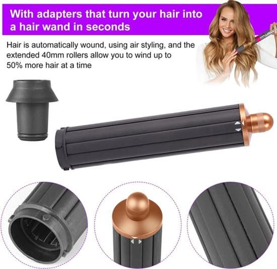 Passer-til-Dyson-Airwrap-tilbehør-40mm-Gull-Lang-krølltang-for-fulle-fluffy-krøller-To-veis-stylingtilbehør