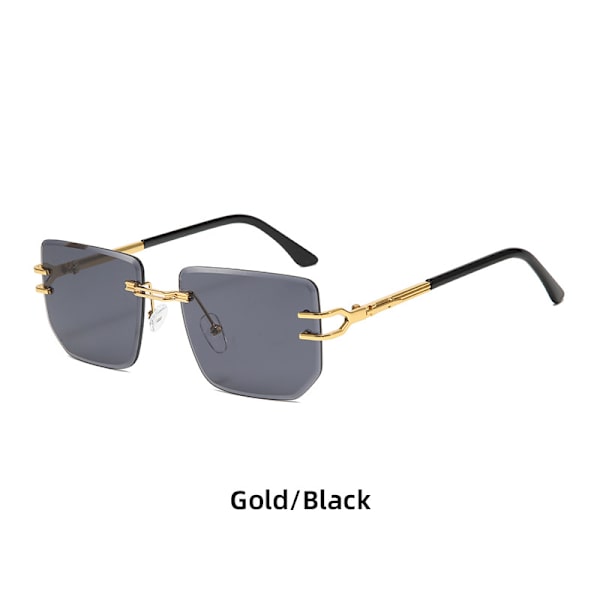 Snygga bågfria solglasögon Retro metallsolglasögon för kvinnor Modeglasögon för män Gold frame gradient grey