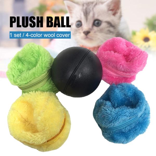 Magic Rolling Ball Aktivering Automatisk boll Elektrisk Hund Kattleksak Batteridriven Golv Pure Plush Toy xZ 1 set green