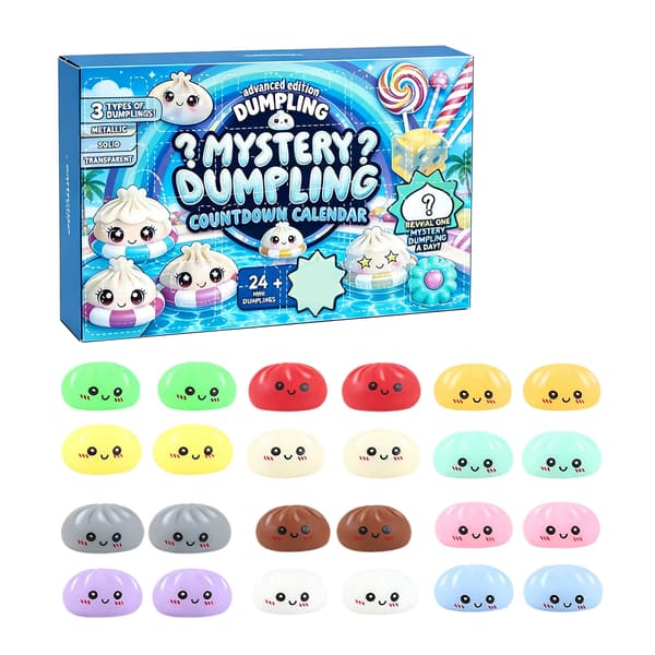 24 stk. glitterdumpling, glitterdumpling-squishy-boks, dumplings-squishy, angstlindrende fidget, myk klemme-dekompresjonsdeig