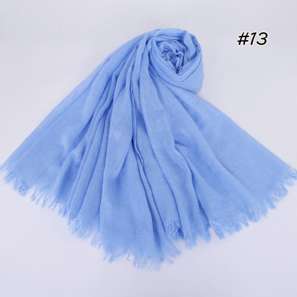 Dam Scarf Sjal 2022 Bomull Linne Enfärgad Tr Bomull Koreansk stil 13# light blue 190cm