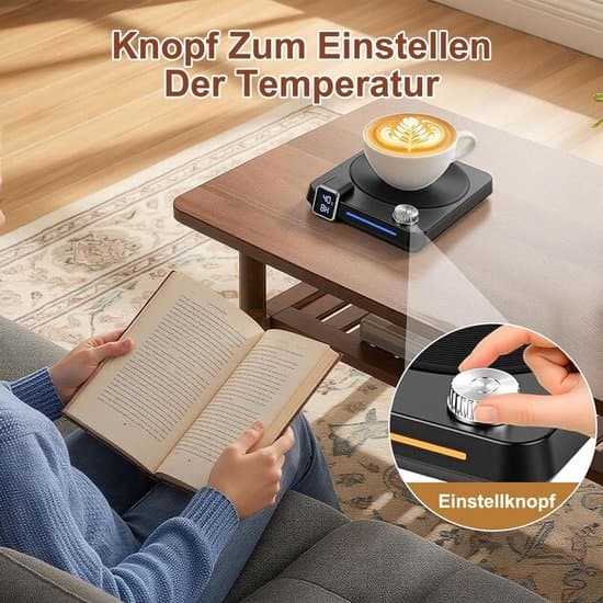Kopvarmer, elektrisk kaffevarmere, 9 temperaturindstillinger, bordkopvarmer, automatisk slukning efter 4 timer, til kaffe, te og kakao.