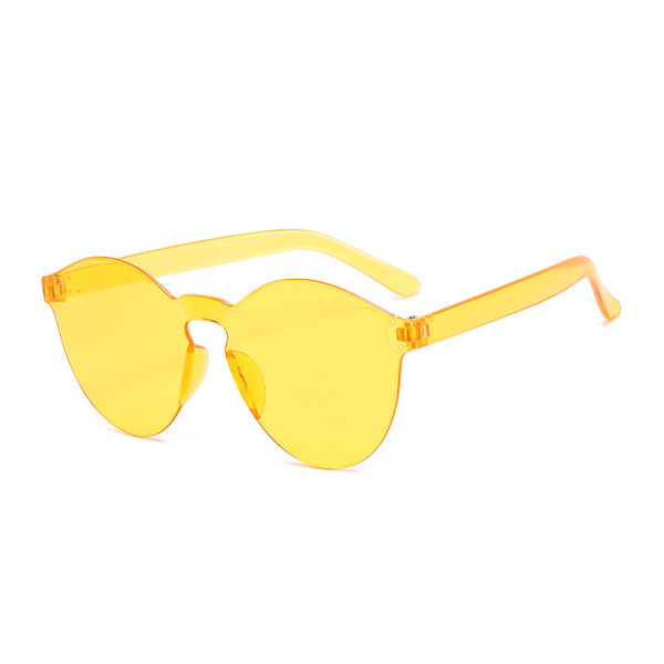 Mode solglasögon i ett stycke godis färg färg kantlösa glasögon yellow