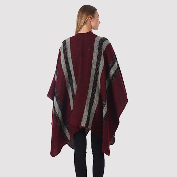 Varm sjal Scarf Öppen Front Poncho Vinterkofta Etnisk stil för dam