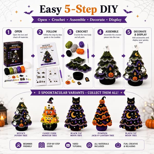 DIY Slikmajs Monster Træ Halloween Hæklesæt til Begyndere