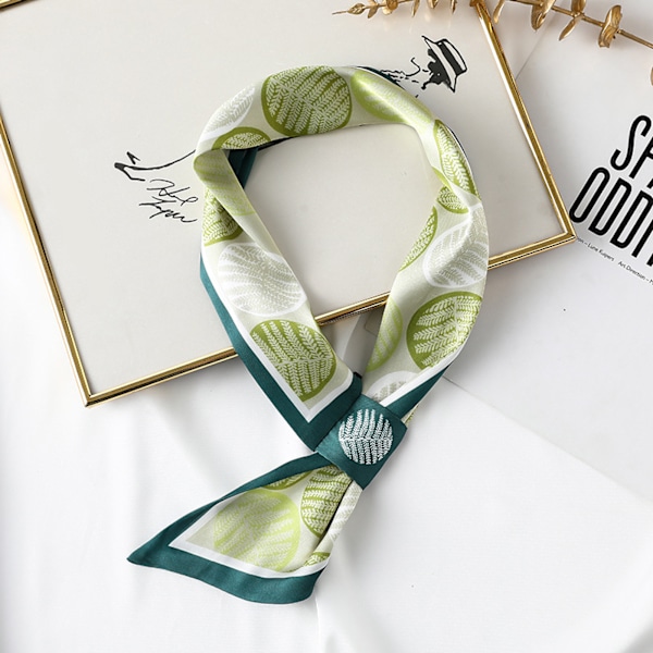 AVEKI Chiffong Halsduk Fyrkantig Hals Halsduk Näsduk Retro Satin Band Scarf för kvinnor Flickor, Grön-23