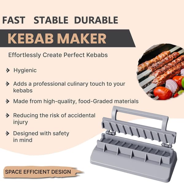 Stor Kebab Maker Press, Grå Plast Kabab, Manuell Kabob Form, Kabob Maker Spyd