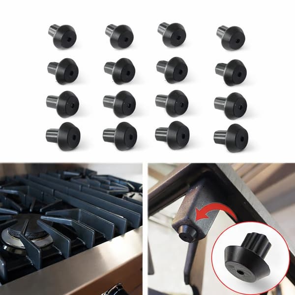 Pakke med 16 WB2K101 gummifødder til gaskomfurriste, erstatning kompatibel med G-E Ken-More, 𝟯/𝟭𝟲\" 𝗛𝘂𝗹 til gaskomfurbrænder