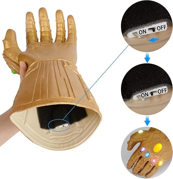 Latexhanske med lysende LED-gave til Halloween og Cosplay Gull