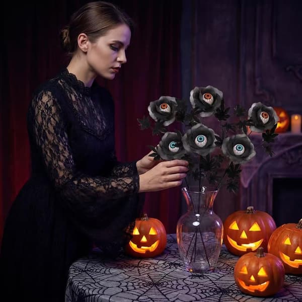 Håndlavet Gotisk Øjeæble Rosebuket Håndlavet, Gotisk Stil, Halloween Indretning, Rosebuket