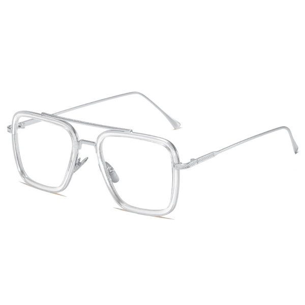Iron Man Solglasögon Modeglasögon för män Spiderman solglasögon med fyrkantig ram Silver frame light grey