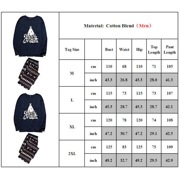 Jul Familj Matchande Pyjamas Set Vuxen Barn Baby Sovkläder Men XL