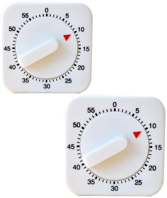 Set med 2 mekaniska kökstimer – 60-minuters visuell nedräkningstimer – Högljudd timer för matlagning, läxor och träning – Miniklocka