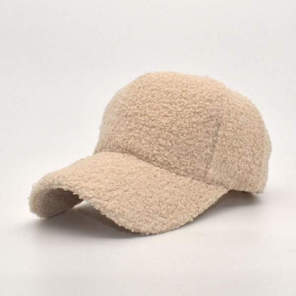 Keps i teddy material ullig luddig varm unisex  svart beige Beige