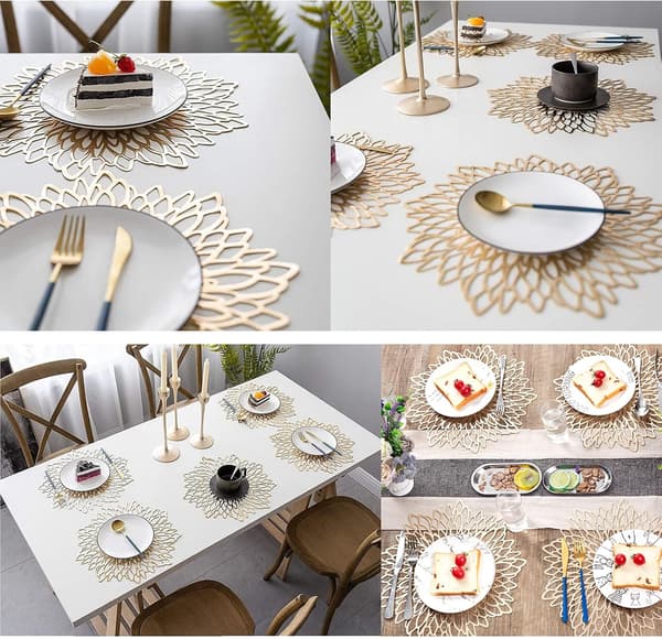 4 st runda utskurna placemats, halkfria