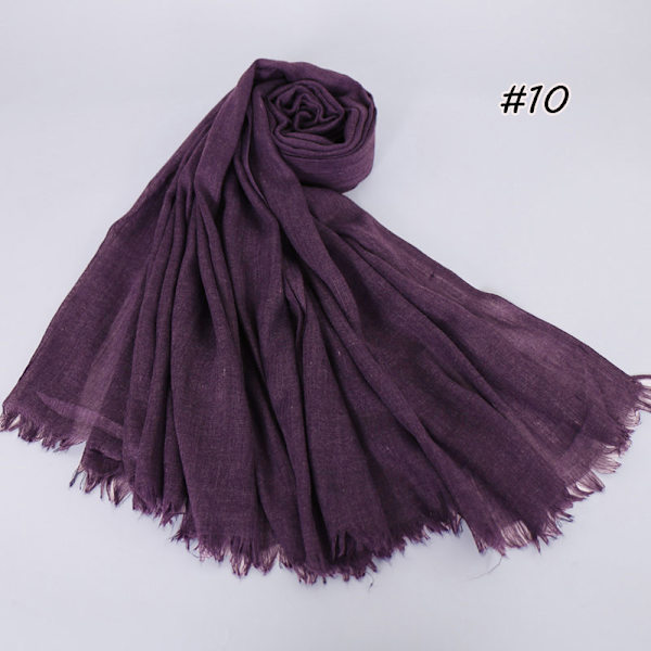 Dam Scarf Sjal 2022 Bomull Linne Enfärgad Tr Bomull Koreansk stil 10# grape purple 190cm