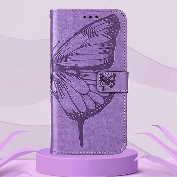 Präglat fjäril läderfodral för Nokia XR20 Light Purple
