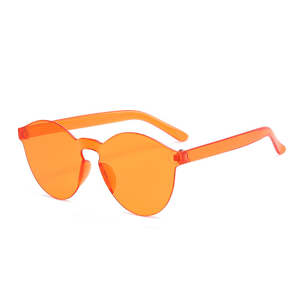 Mode solglasögon i ett stycke godis färg färg kantlösa glasögon orange