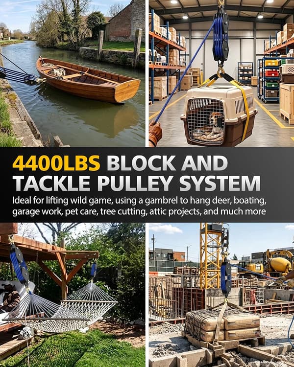 4400 LBS Blokker og talje tauheis trinsehjulsystem 65 FT (blå)