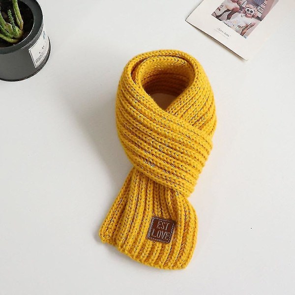 Småbarn Barn Halsduk Pojkar Flickor Vinterstickade Varma Halsdukar Hals Warmer_mi yellow