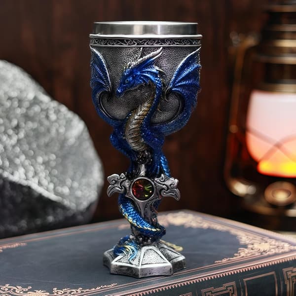 Dragebæger i rustfrit stål, Dungeons and Dragon-gave til mænd, 200 ml bæger, vinkalk, kors, middelalderlige drikkekopper, gotisk D&D-bæger, Halloween B