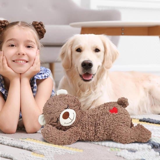 Kælebamse med hjerterytme til hvalpe – Beroligende kælelegetøj til søvn og lure, angstlindring til små og mellemstore hunde
