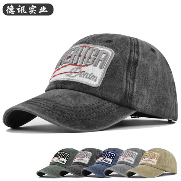 broderad cap vintage broderad cap herr- och damhattar tvättade nödställda solhatt par cap Cb4473Khaki Adjustable