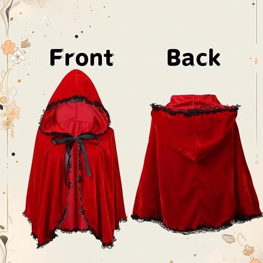 Halloween voksen Rødhette hettekappe, hette 90cm bred 140cm A