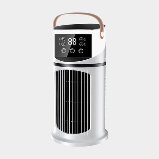 Mini luftkøler - 6 hastigheder, USB, vandtank, timer, luftkøler til skrivebord, soveværelse og hjemmekontor - Hvid