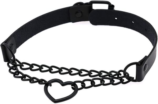 Hjerte læder choker punk PU halskæde goth choker blød krave kæde til kvinder gaver