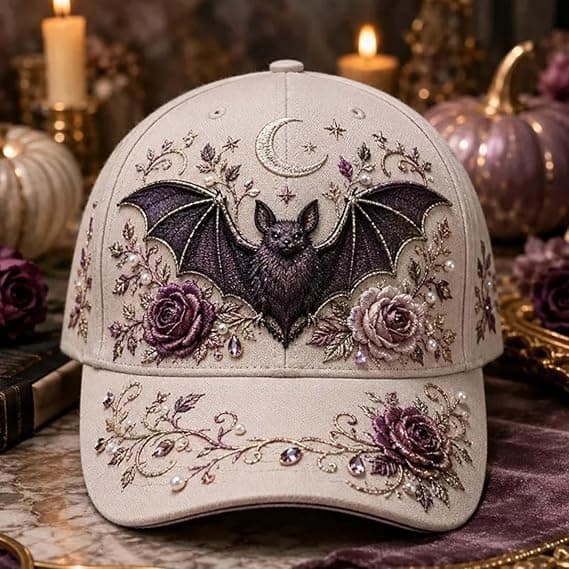 3D Halloween brodert baseballcaps for kvinner, vasket bomullshatt med gresskar- og spøkelsesbroderi E