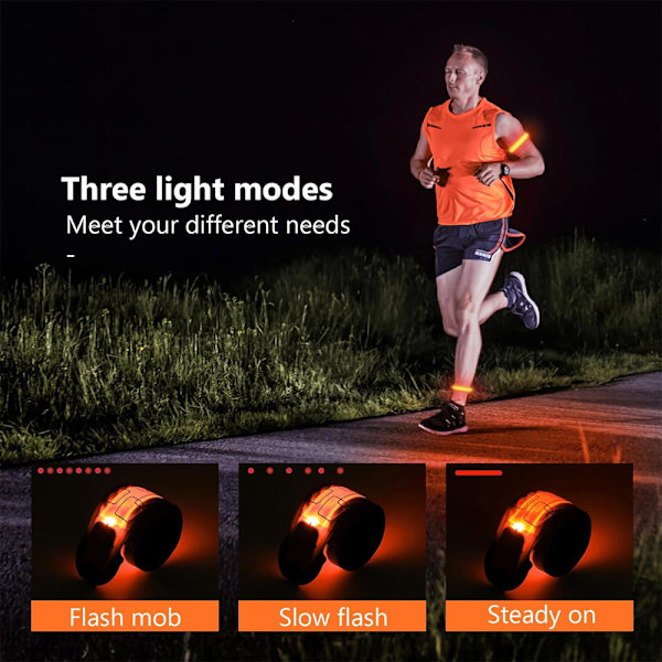 LED Armband för Löpning, 2-pack för Löpare Uppladdningsbar Reflex Utrustning Lysande Armband Hög Synlighet LED Armband - Orange Orange