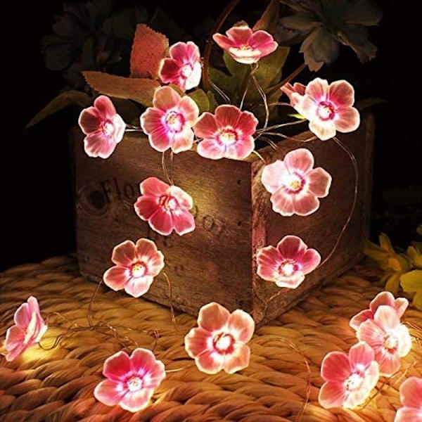 2m Cherry Lighting Strings Blossom Flower LED String Fairy Lamp light För inomhusbröllop Rosa Bells Garland Deco Like the picture 2M-20LED