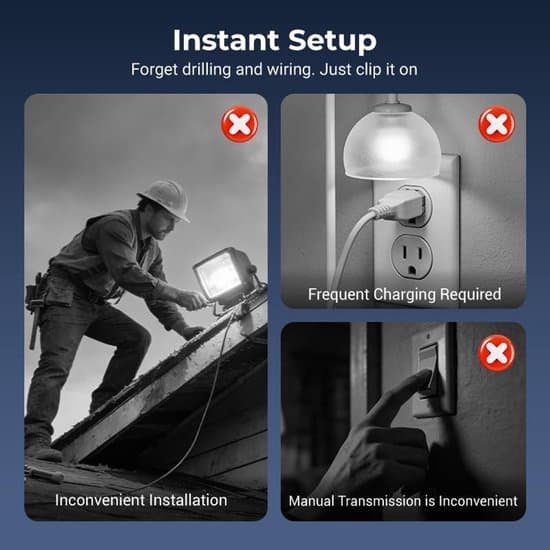 Clip-on lys - Sæt med 4 - Solarsensorlys - Bærbart - Udendørs LED-lys - Ideelt til camping Justerbart clip-on LED-lys til haver og garager