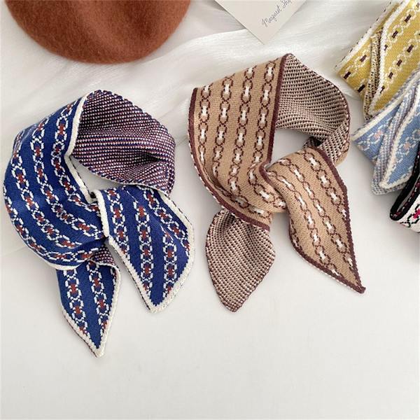 Liten Scarf Stickad Sjal Scarf GUL yellow