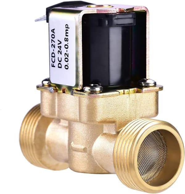 Elektrisk magnetventil i messing, 3/4 tomme, DC 24V, normalt lukket, for vannkontroll