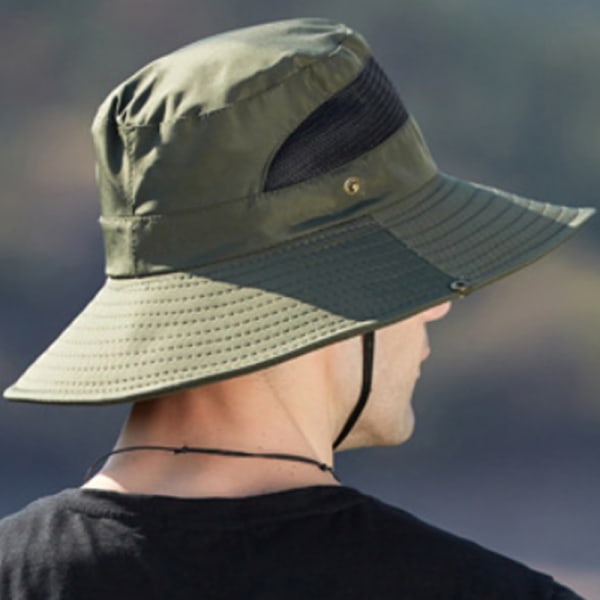 Mesh andningsbar fiskehatt för män utomhus vandringshatt grey