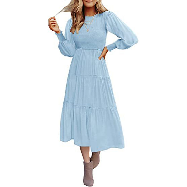 Kortärmade maxiklänningar för kvinnor light blue M
