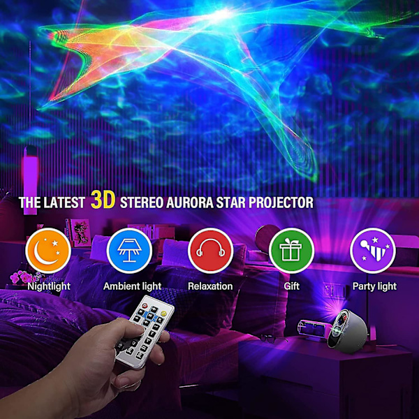 Star Projector Galaxy Light, 3d Stereo Galaxy Projector Sky Light med vitt brus, Fjärrkontroll, Bluetooth musikhögtalare, Night Lights Projector Fo